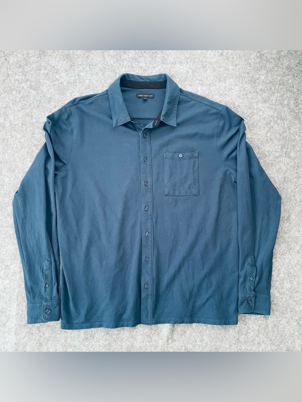 Linus Tech Tips LTT Button Up Shirt Mens XL Dark Blue Stretch Long Sleeve Casual